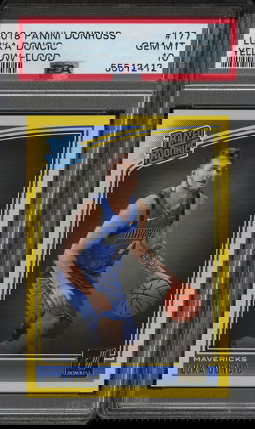 Luka Doncic Rookie Card - 2018 Donruss Yellow Flood  #177 PSA 10 Gem Mint