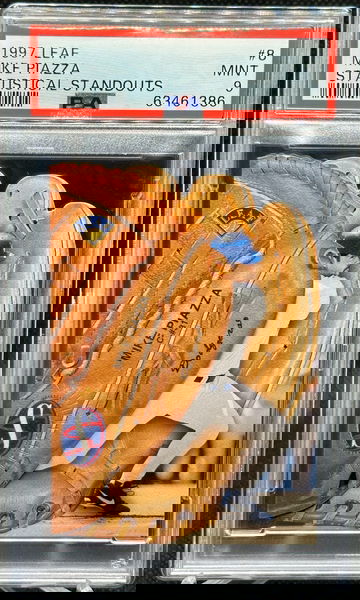 1997 Leaf STATISTICAL STANDOUTS DIE CUT Mike Piazza #8 /1000 DODGERS PSA 9 MINT!