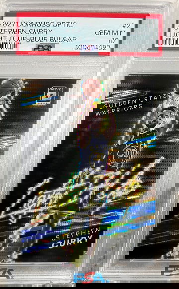 2021-22 Panini Optic Stephen Curry #2 Light It Up Blue Pulsar Prizm PSA 10