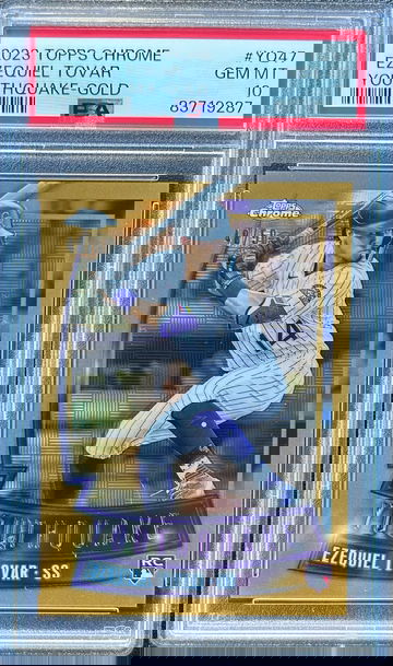 Ezequiel Tovar 2023 Topps Chrome Youthquake Insert #YQ-47 Rookie Gold Refractor /50 SP Rockies RC PSA 10