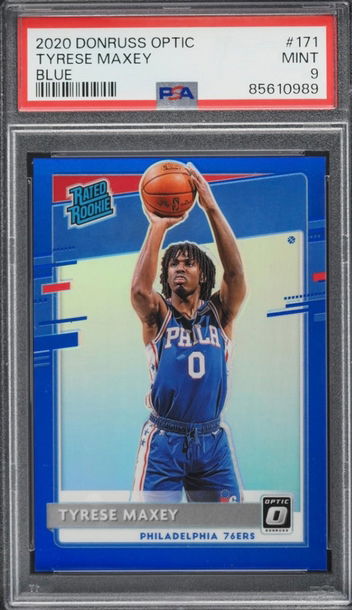 2020 Optic Tyrese Maxey Rookie Blue /59 PSA 9